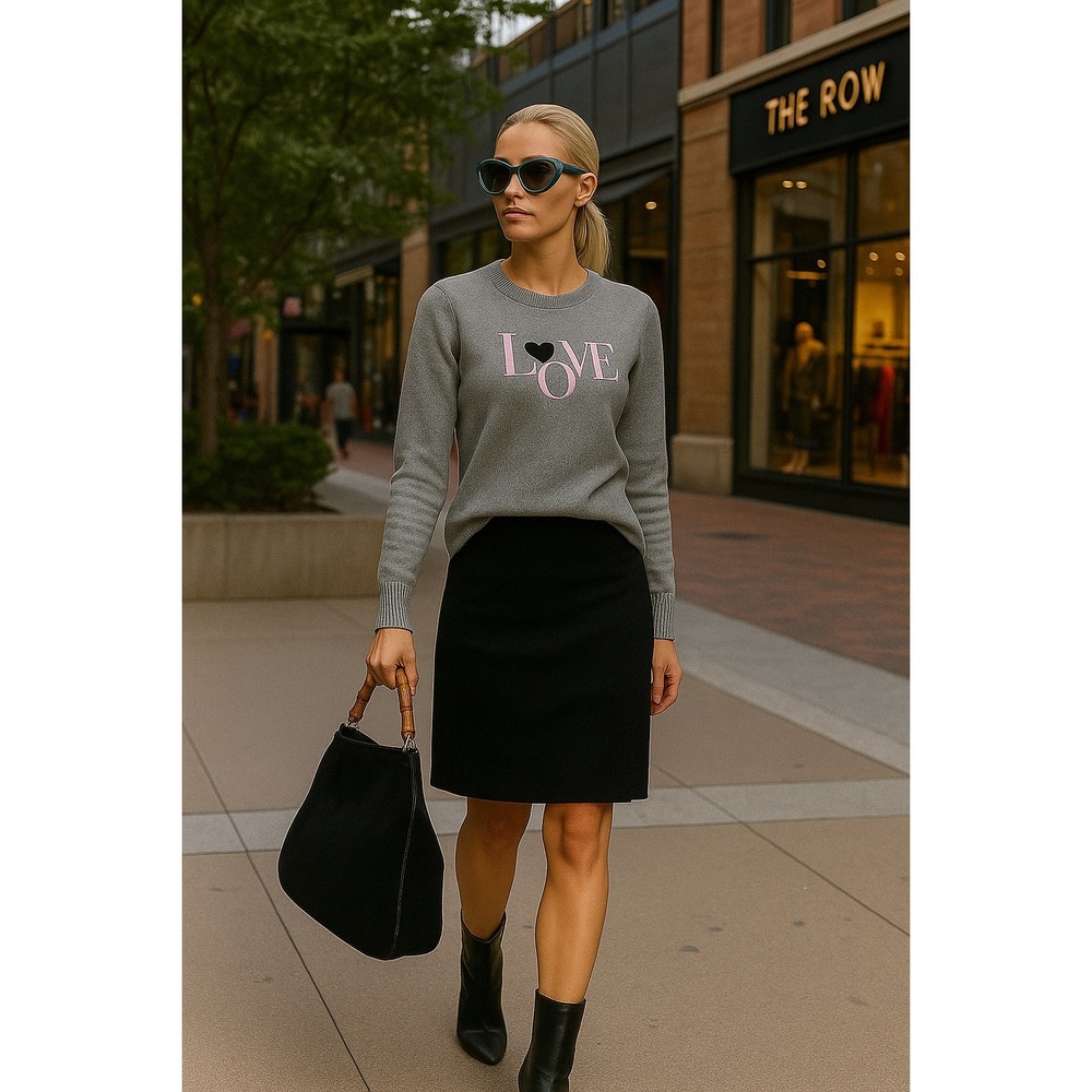 The Cashmere Project Women's Size S Tan Love Heart Embroidered Sweater